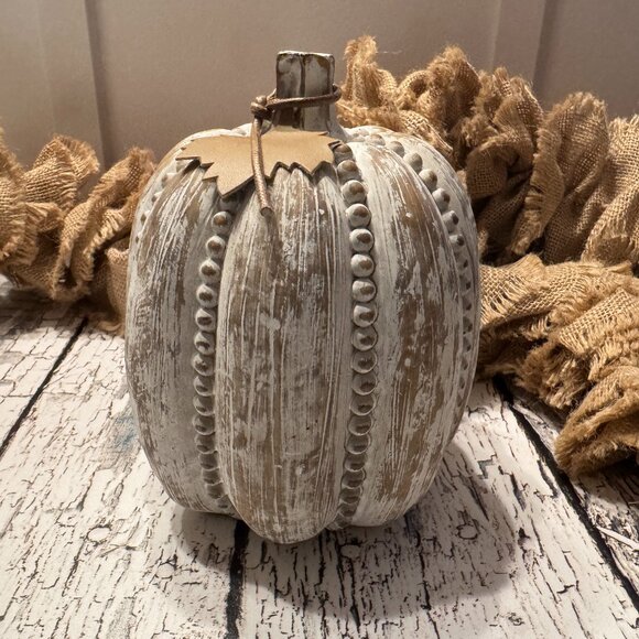 Distressed Wood Pumpkin Table Top Accent Decor - Picture 1 of 2